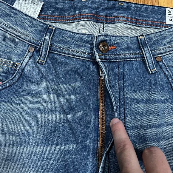 Diesel Jeans Krooley Regular Slim-Carrot Blue Fade Distress 31x30 (28 Tag) 0806P - Picture 5 of 10